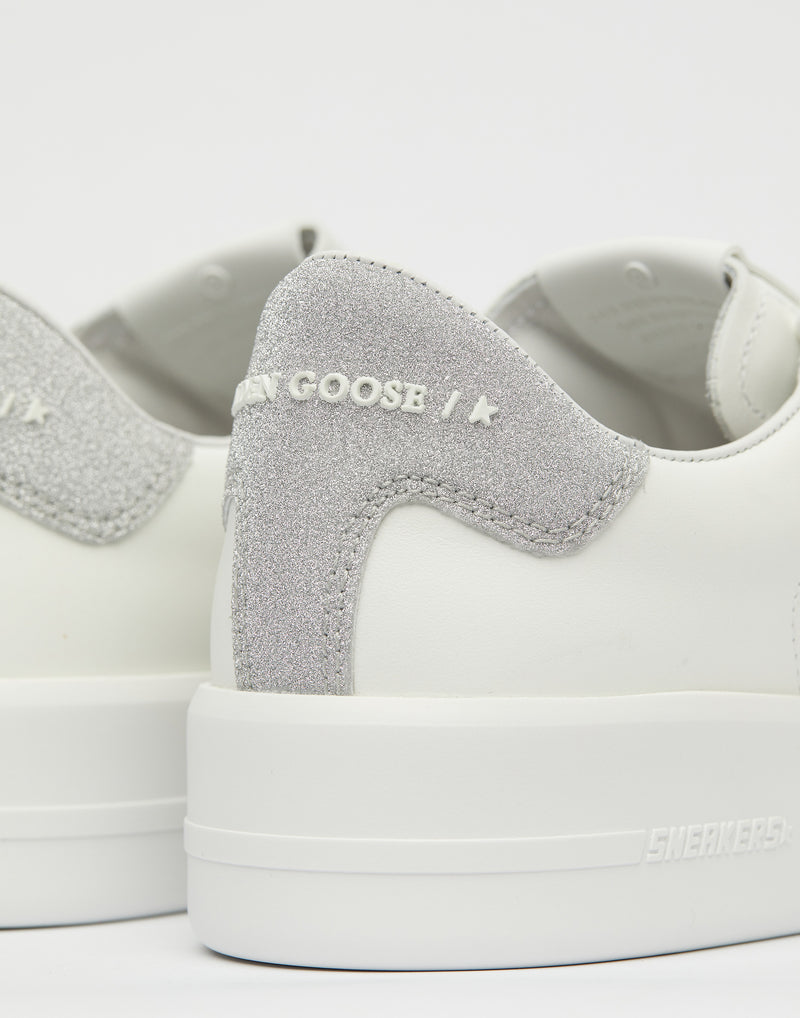 White & Silver Glitter Pure Star Sneakers