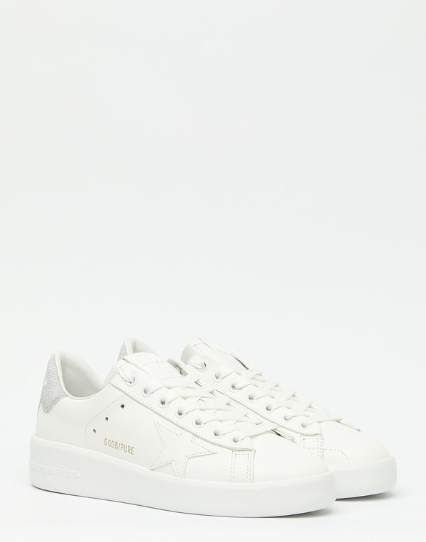 White & Silver Glitter Pure Star Sneakers