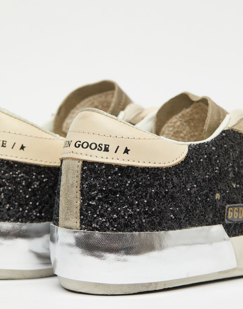 Black Glitter & Taupe Superstar Sneakers