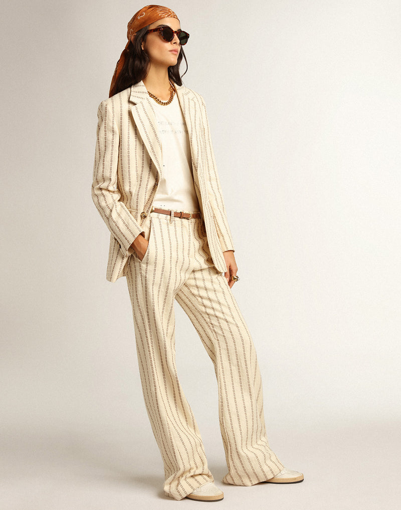 Journey Cotton Jacquard Flared Pants
