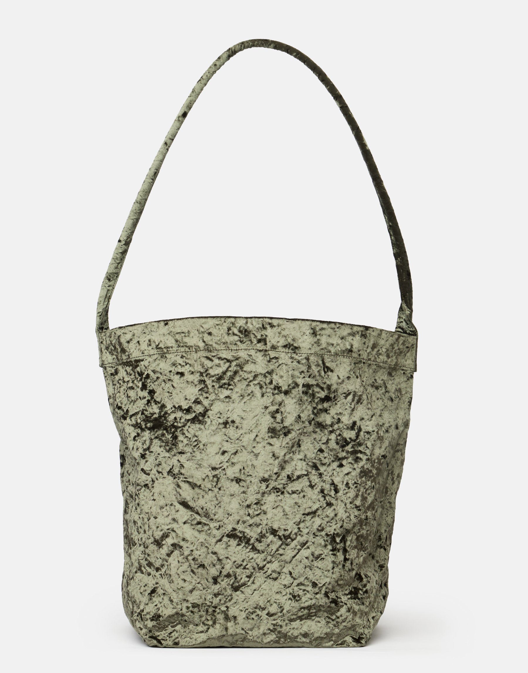 Khaki Velvet Big Tube Bag - Long Handle