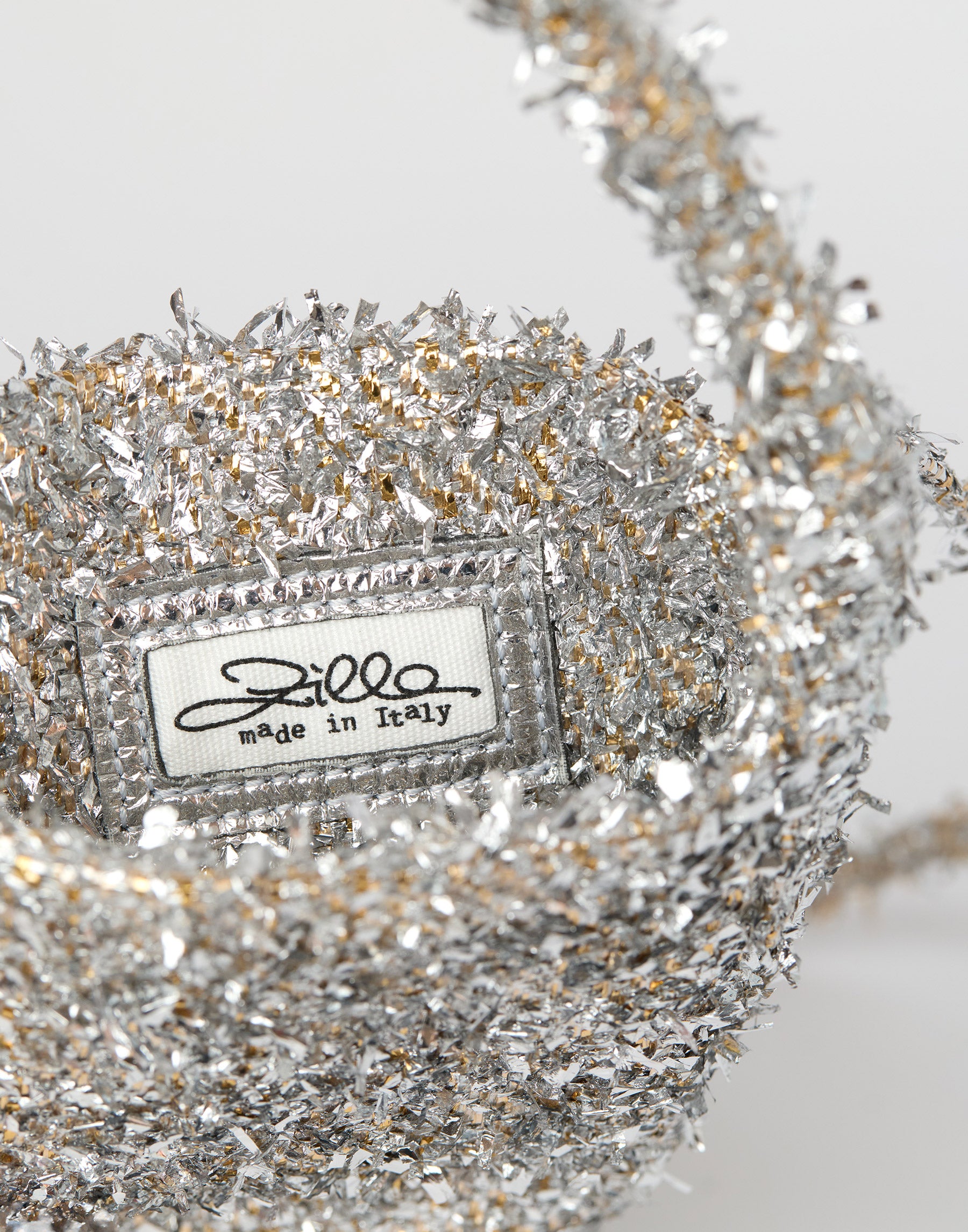Silver & Gold Lametta Tube Bag
