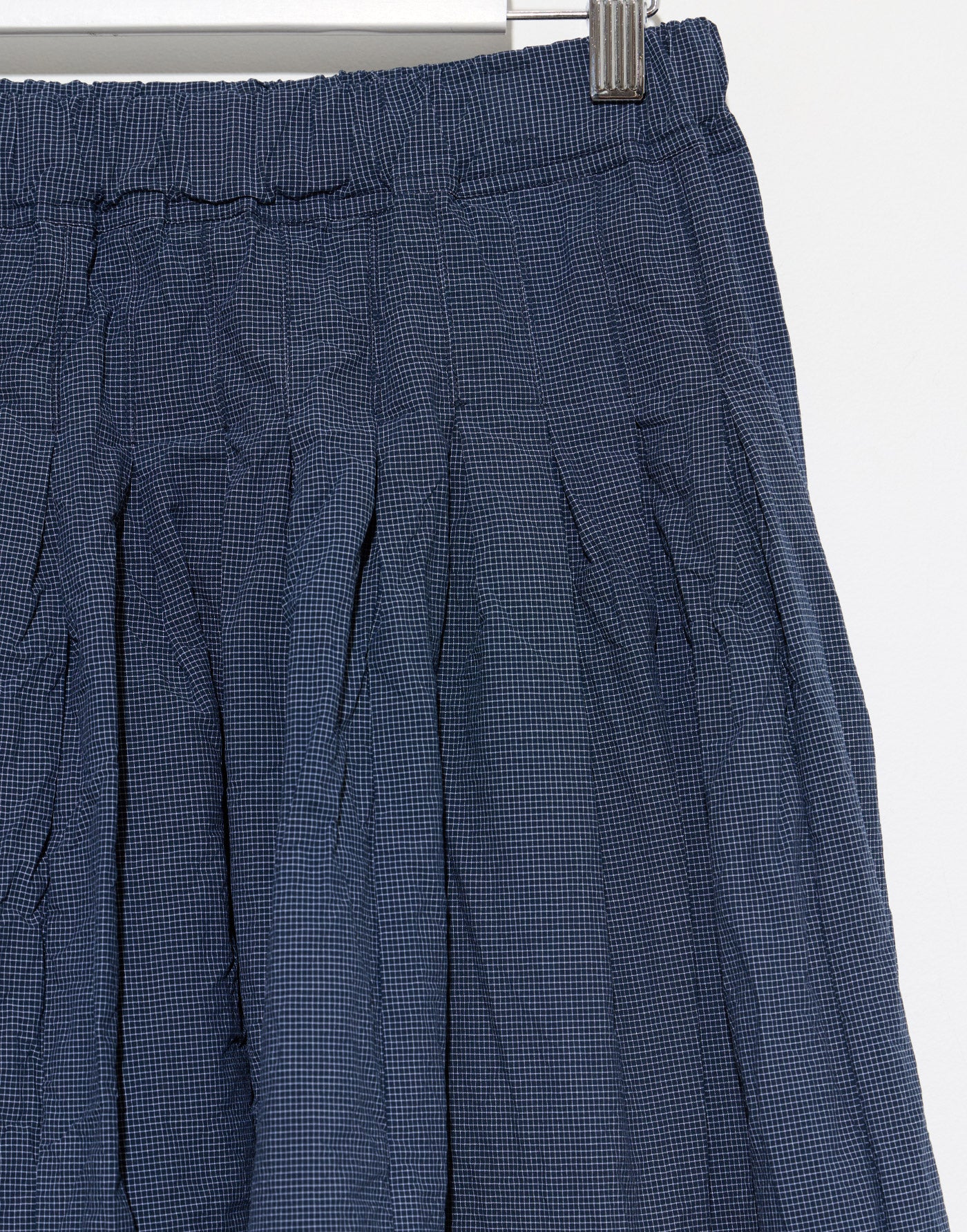Navy Micro Check Cotton Farmer Skirt