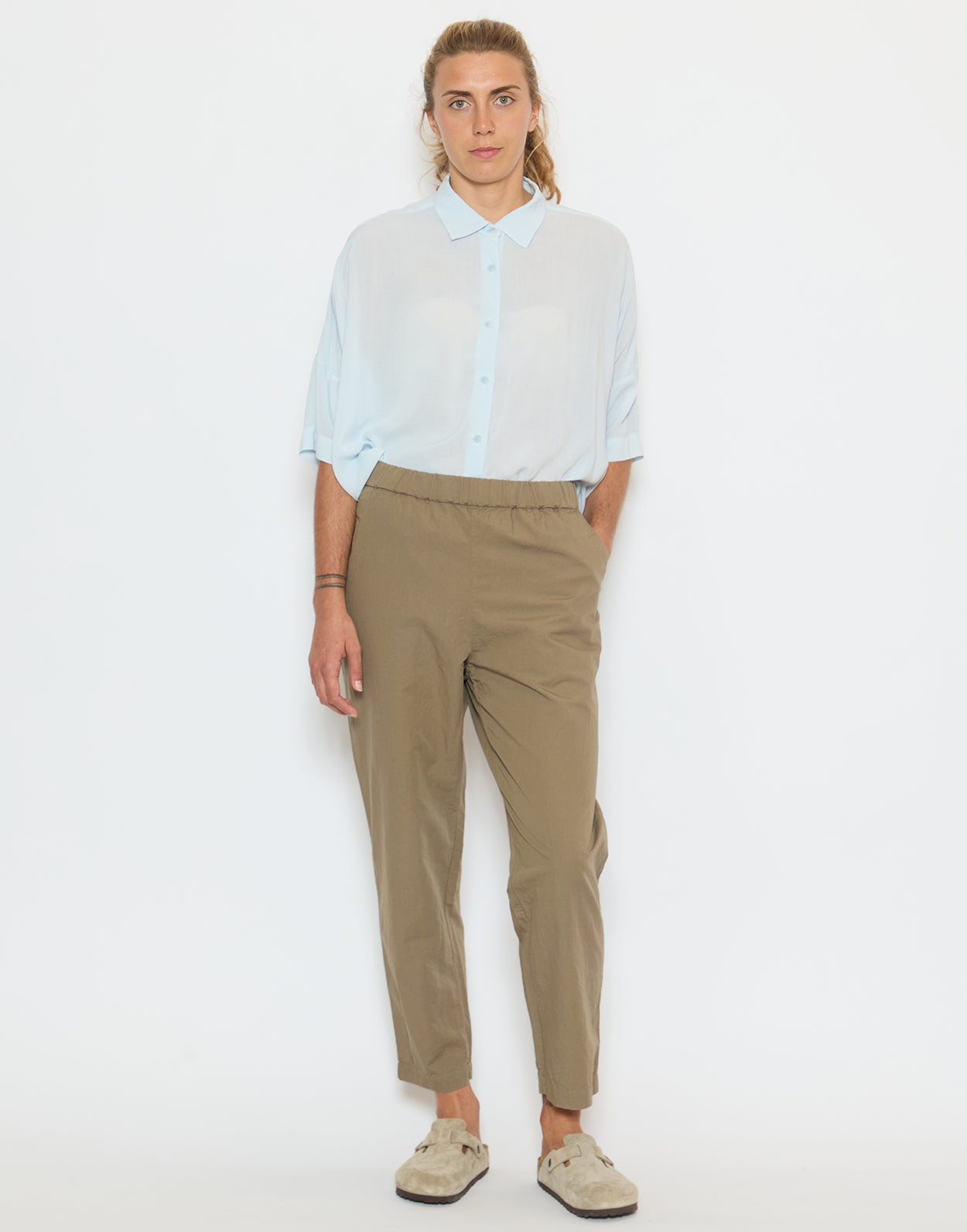 Olive Cotton & Linen Fabi Italian Pants