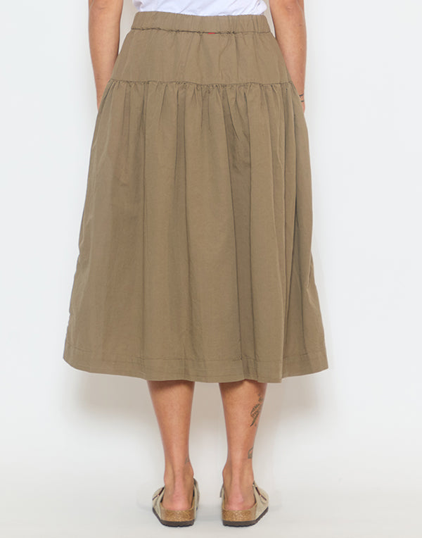 Olive Cotton & Linen Up Up Skirt