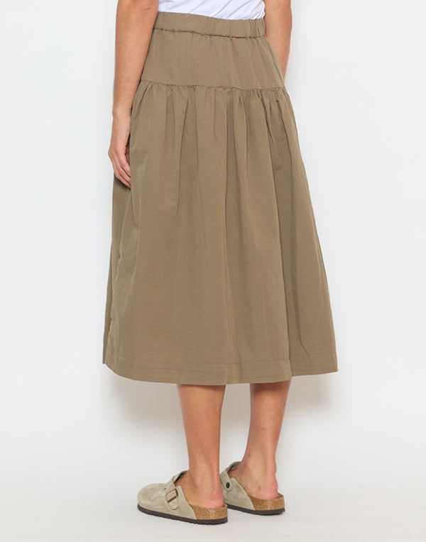 Olive Cotton & Linen Up Up Skirt