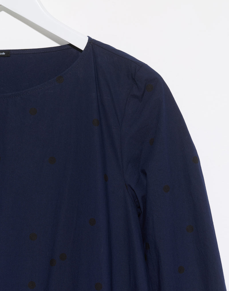 Blue Gathered Cotton Dress
