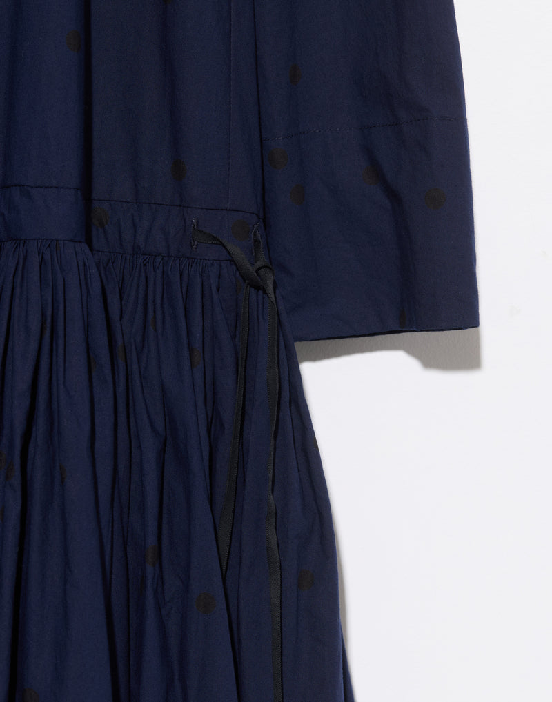 Blue Gathered Cotton Dress