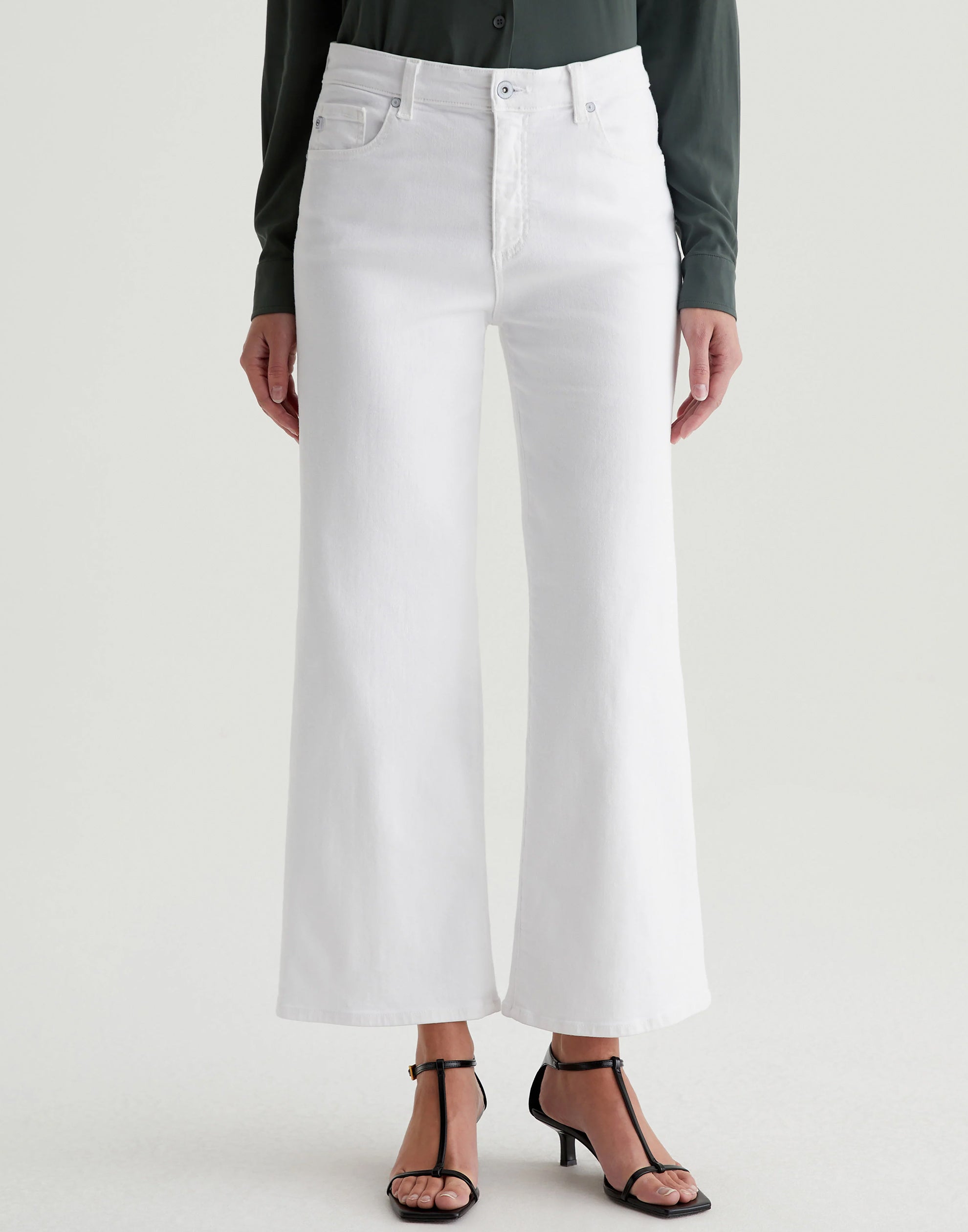 Gallery White Saige Wide Leg Crop Jeans