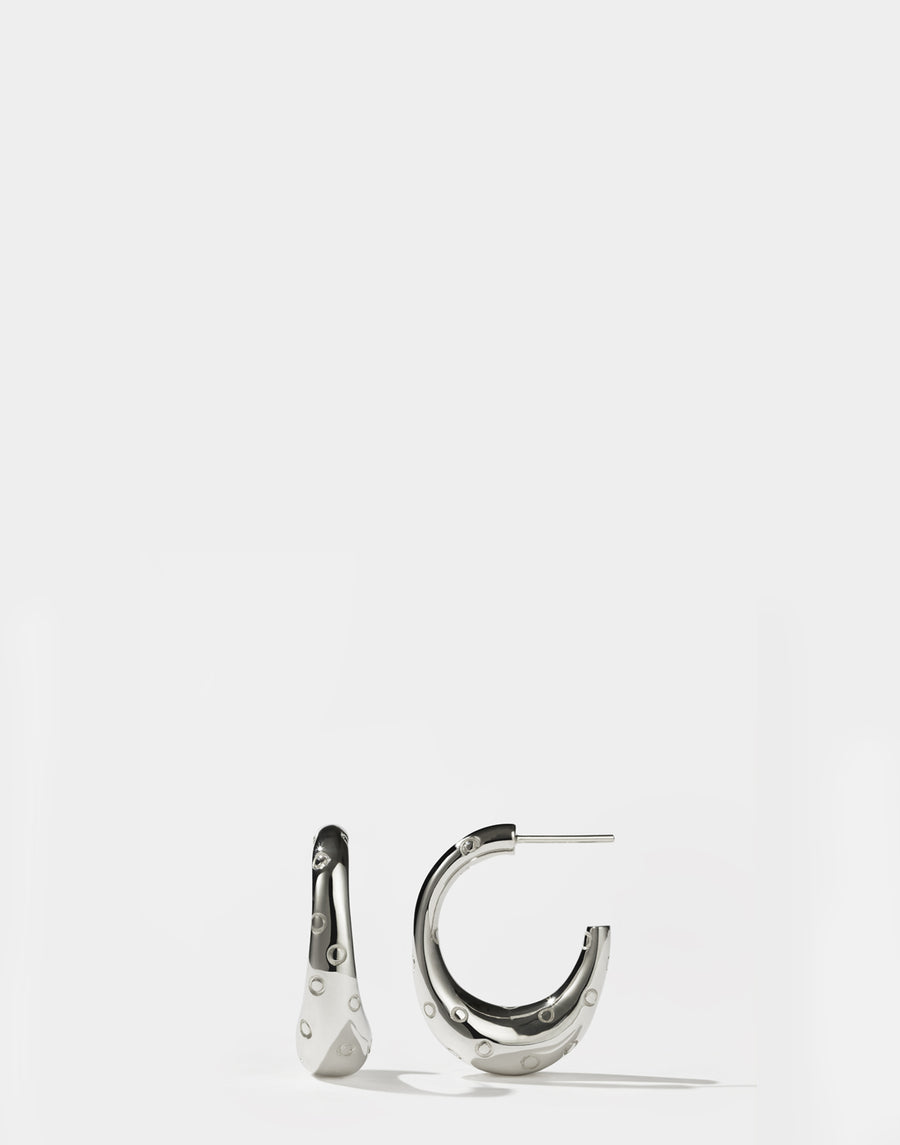 Sterling Silver Large Strawberry Hoop Earrings