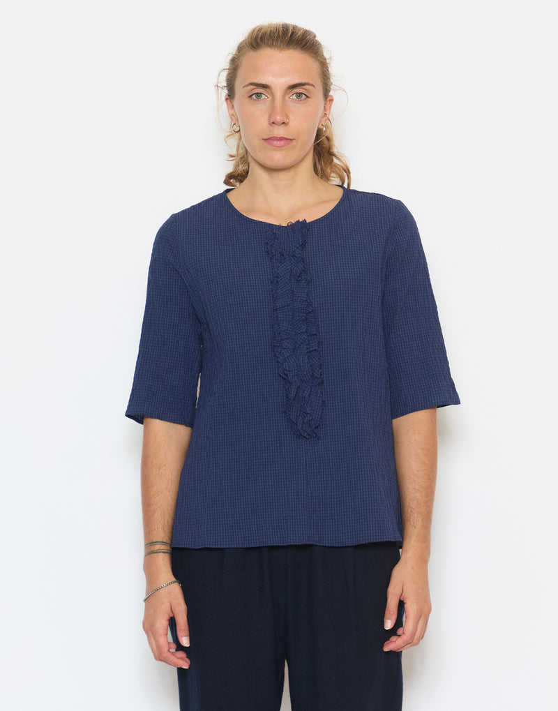 Blue Night Cotton Elastin Blend Shirt
