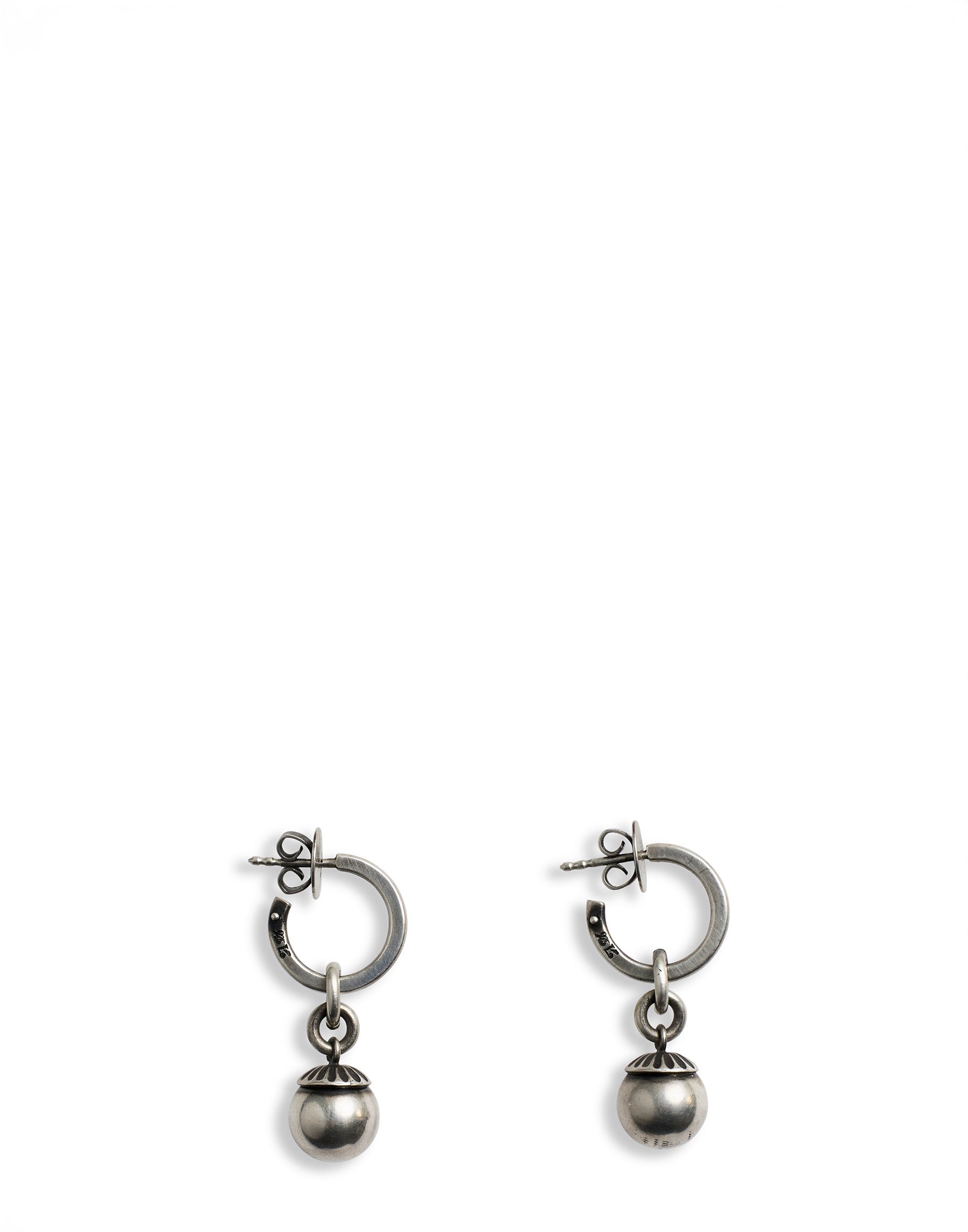 Silver Hoop Pearl Studs