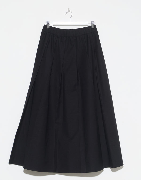 Black Cotton Polyamide Pleated Skirt
