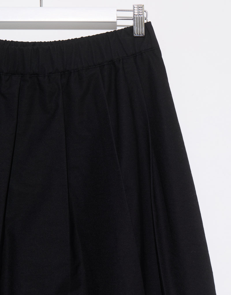 Black Cotton Blend Pleated Skirt