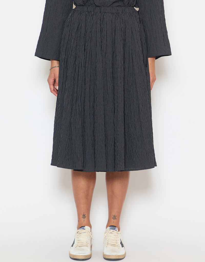 Asphalt Grey Black Cotton Blend Skirt
