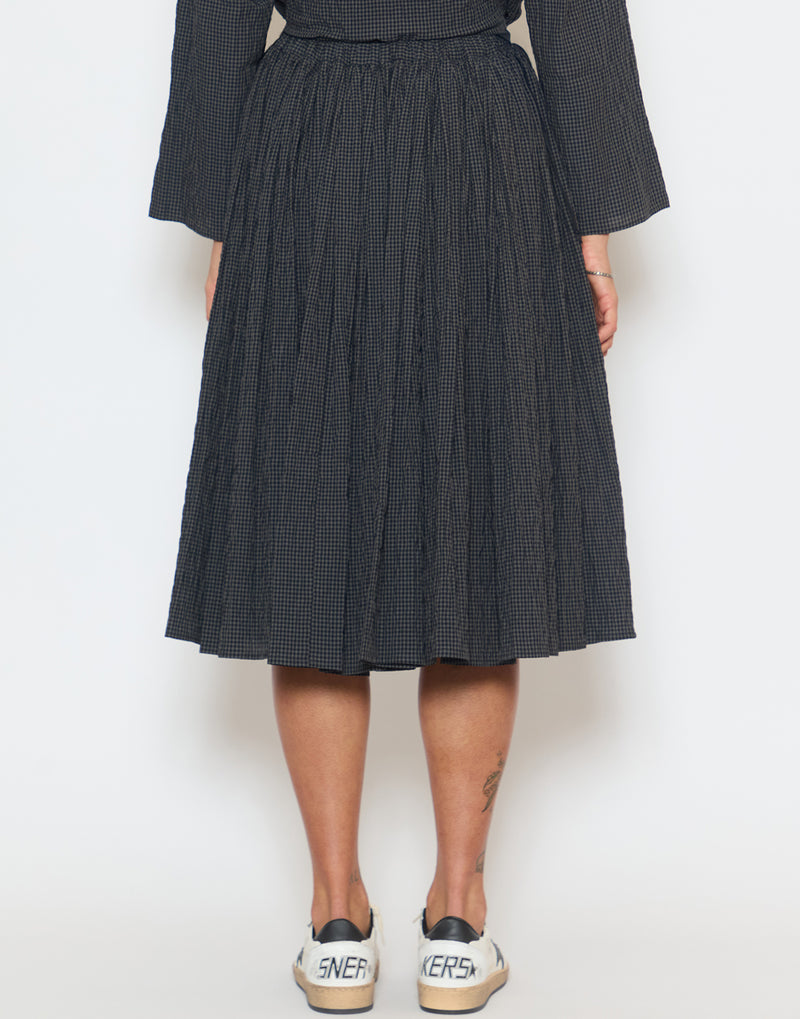 Asphalt Grey Black Cotton Blend Skirt