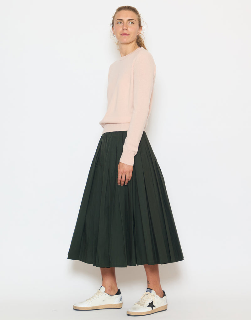 Forest Cotton Blend Pleated Skirt