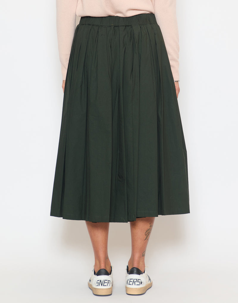 Forest Cotton Blend Pleated Skirt
