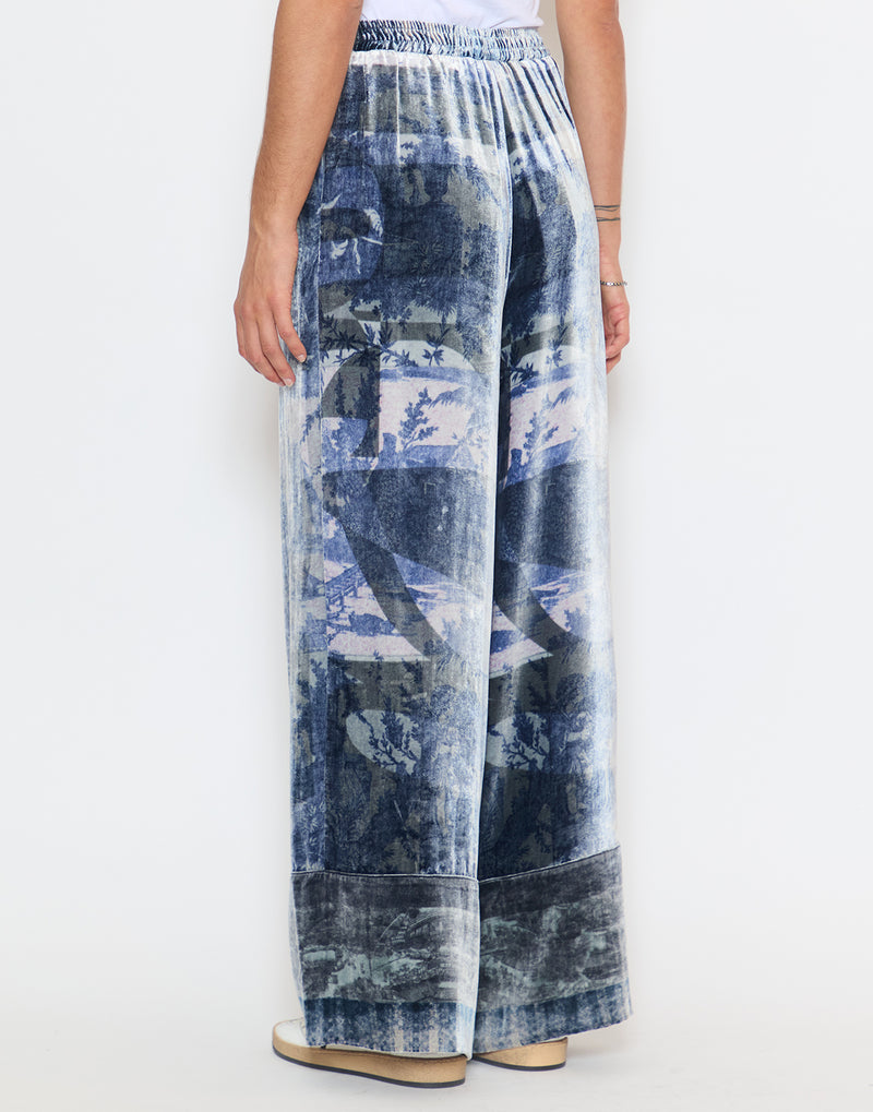 Blue Velvet Silk Blend Trousers
