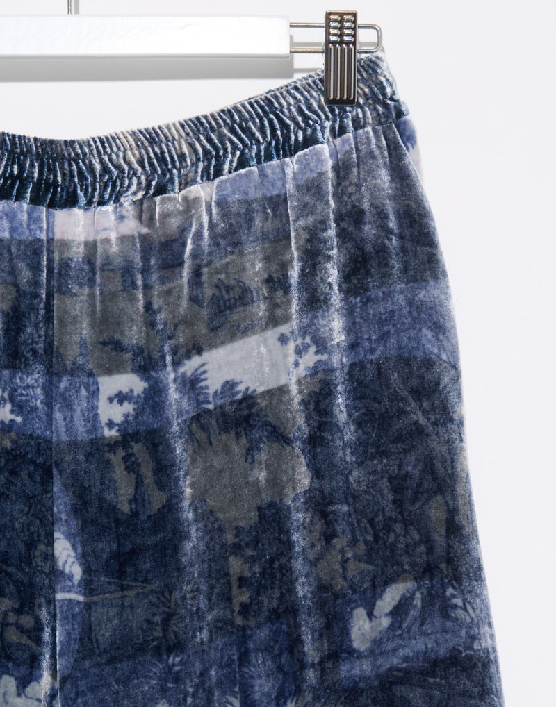 Blue Velvet Silk Blend Trousers