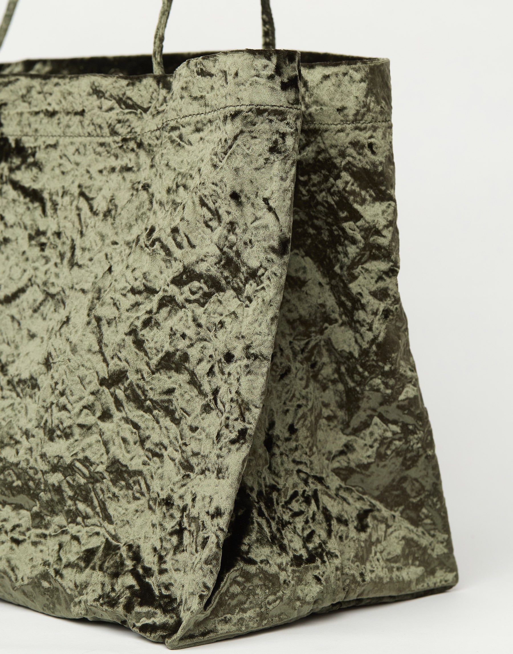 Shop Zilla Bags Online | Khaki Velvet Maxi Tote Bag | ricarda.com