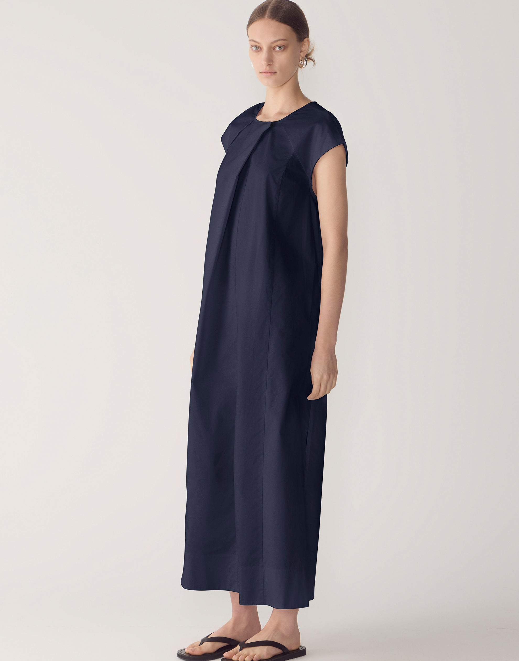 Navy Cotton Poplin Alma Dress