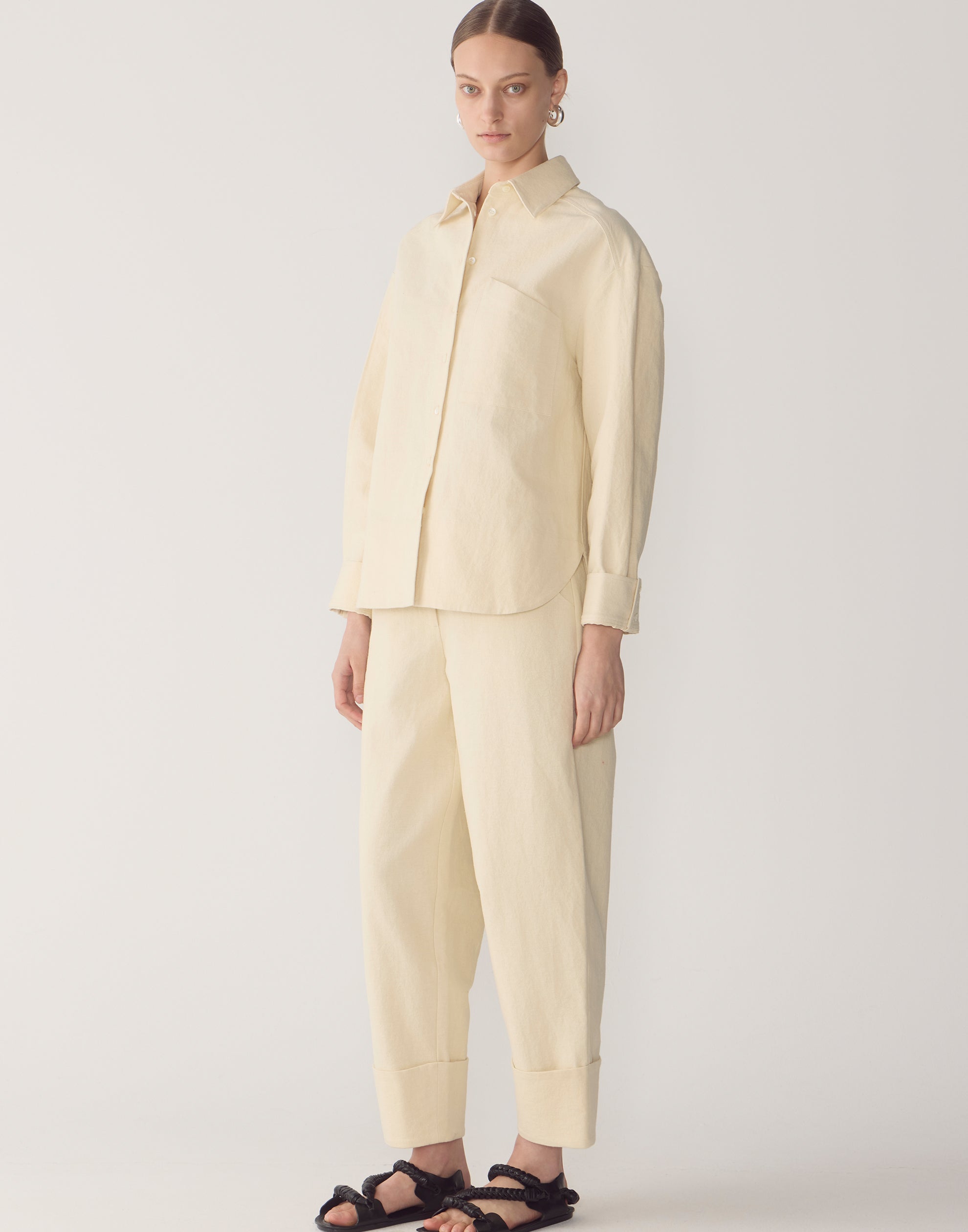 Bone Cotton & Linen Blair Pants
