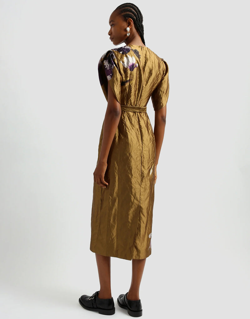 Gold Crushed Satin Dress