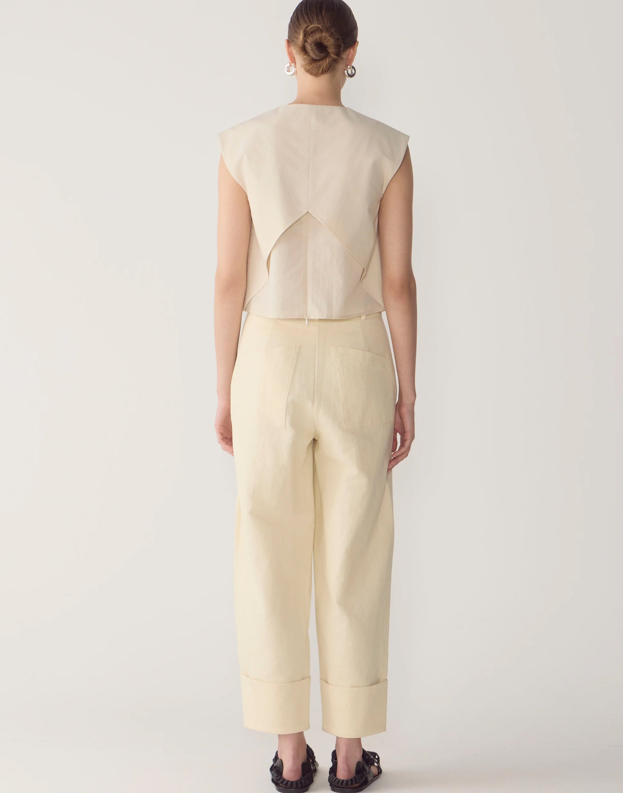 Bone Cotton & Linen Blair Pants