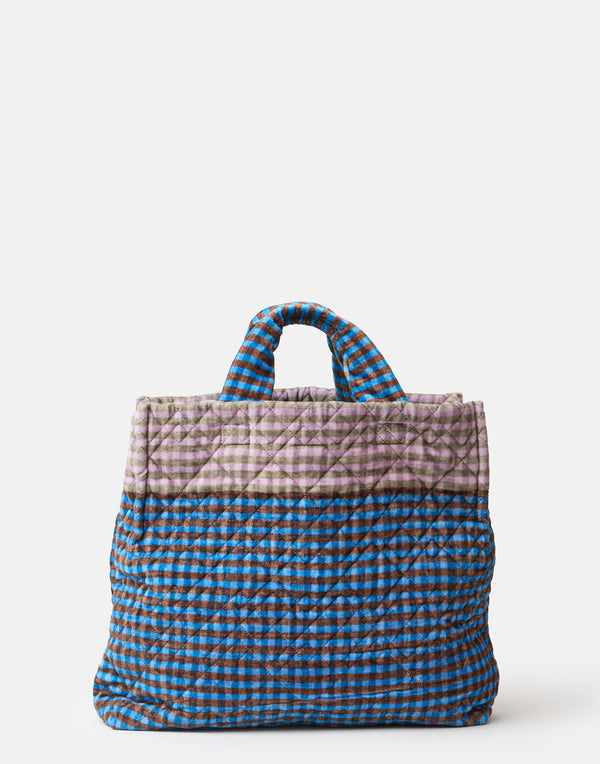 Blue & Pink Large Cotton Velvet Tote