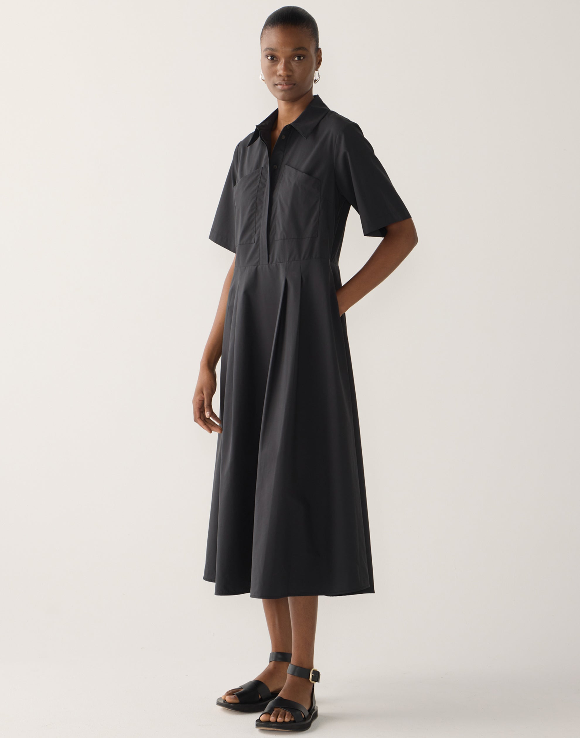 Black Cotton & Tencel Calliope Dress