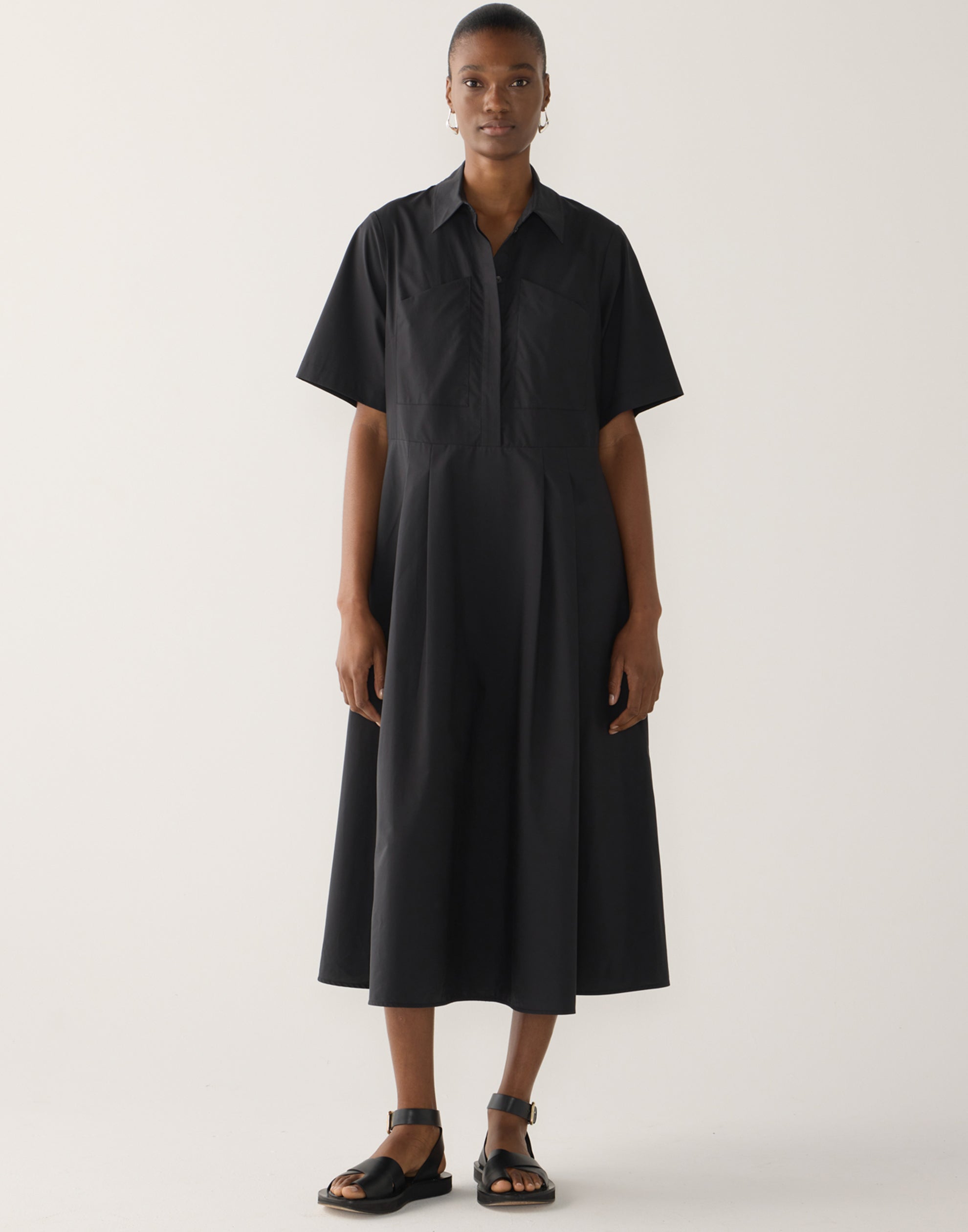 Black Cotton & Tencel Calliope Dress