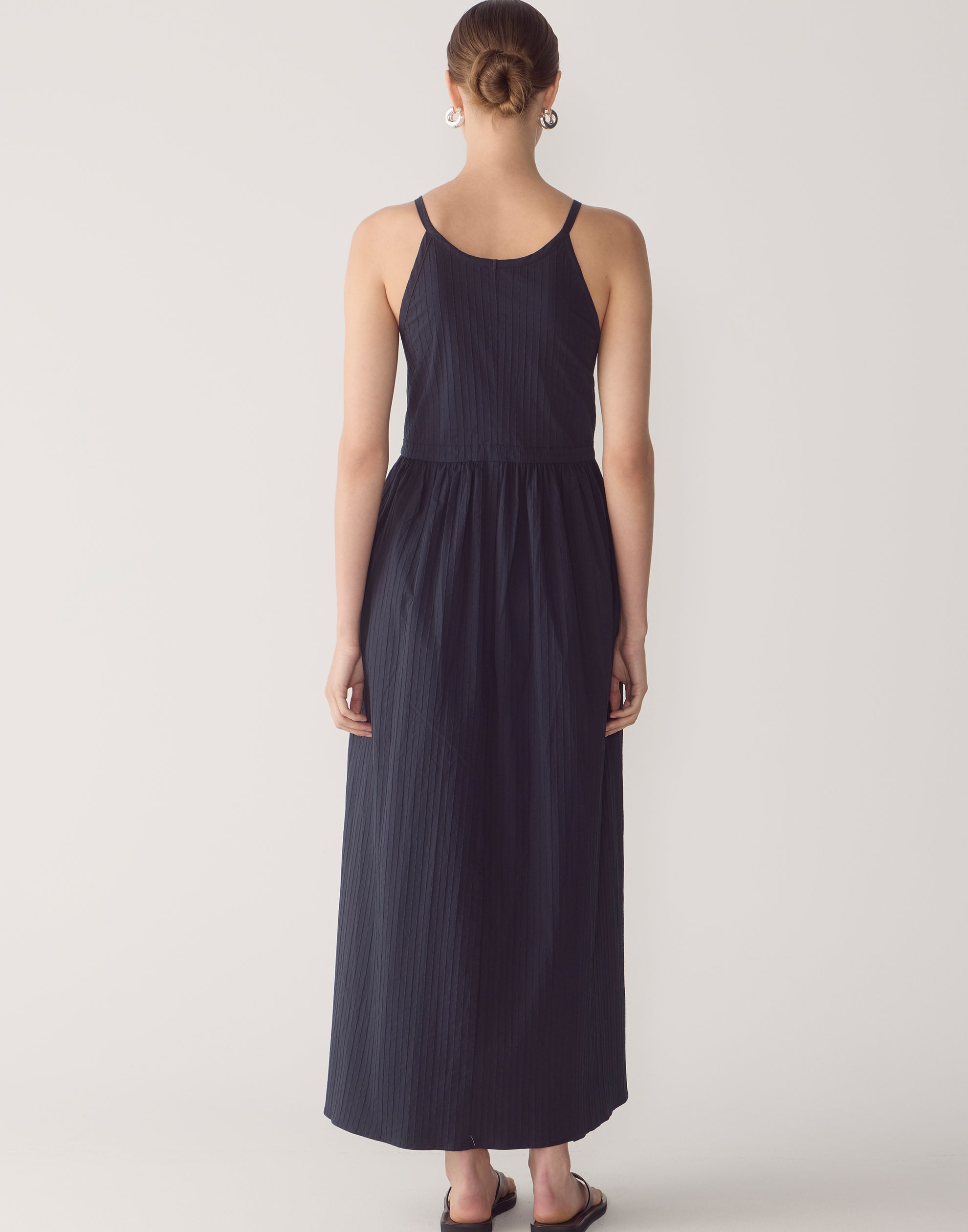 Navy Cotton Textured Chelsea Dress