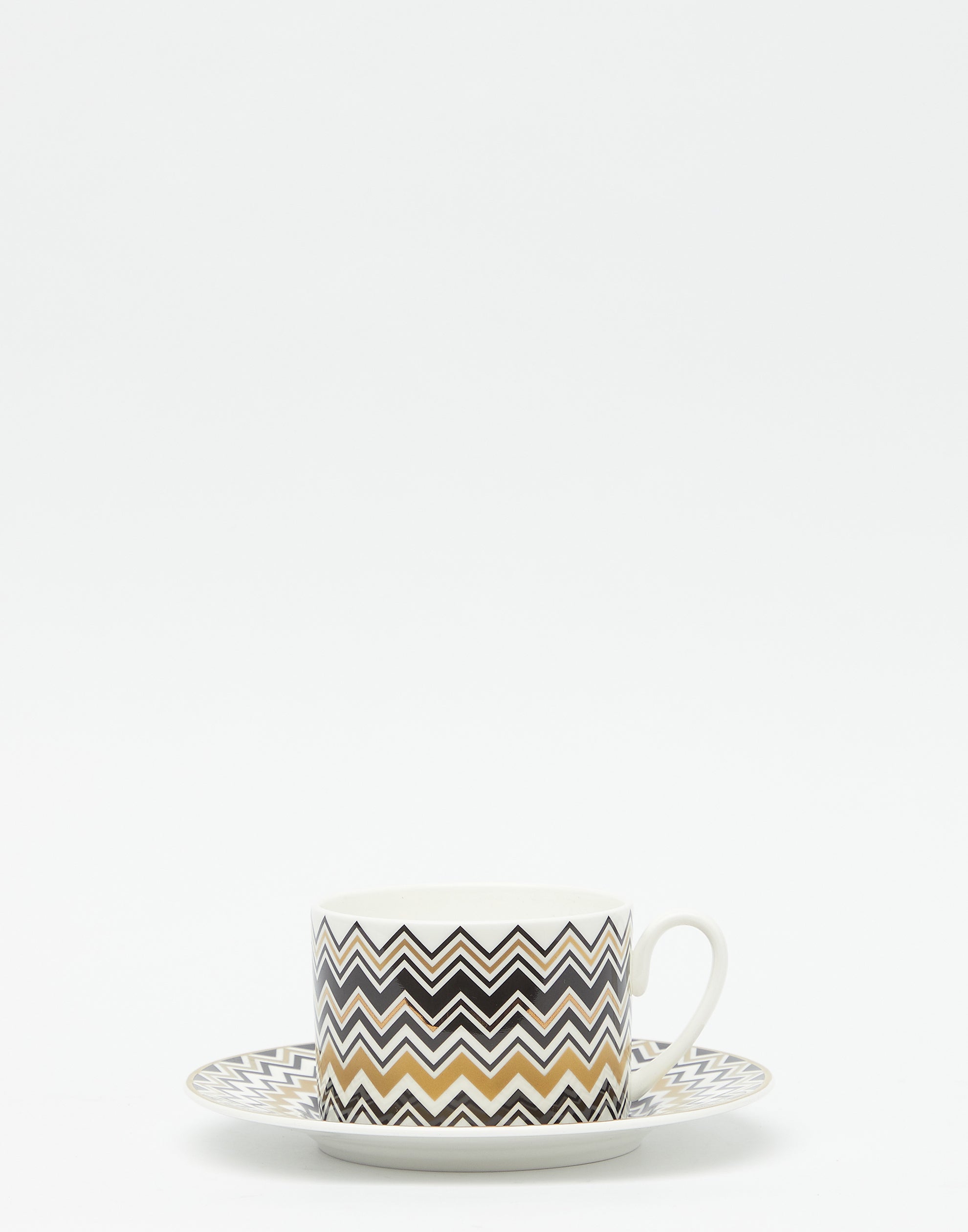 Gold Zig Zag Porcelain Tea Cup Set of 2