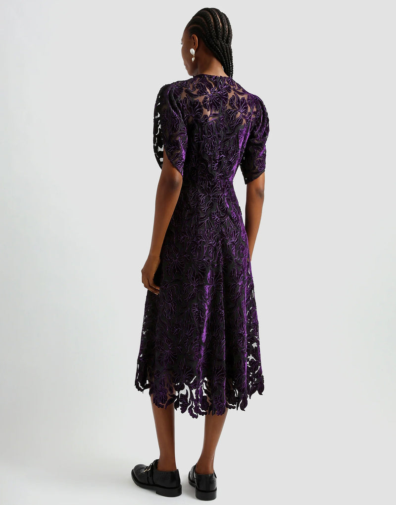 Purple Cutwork Velvet Dress
