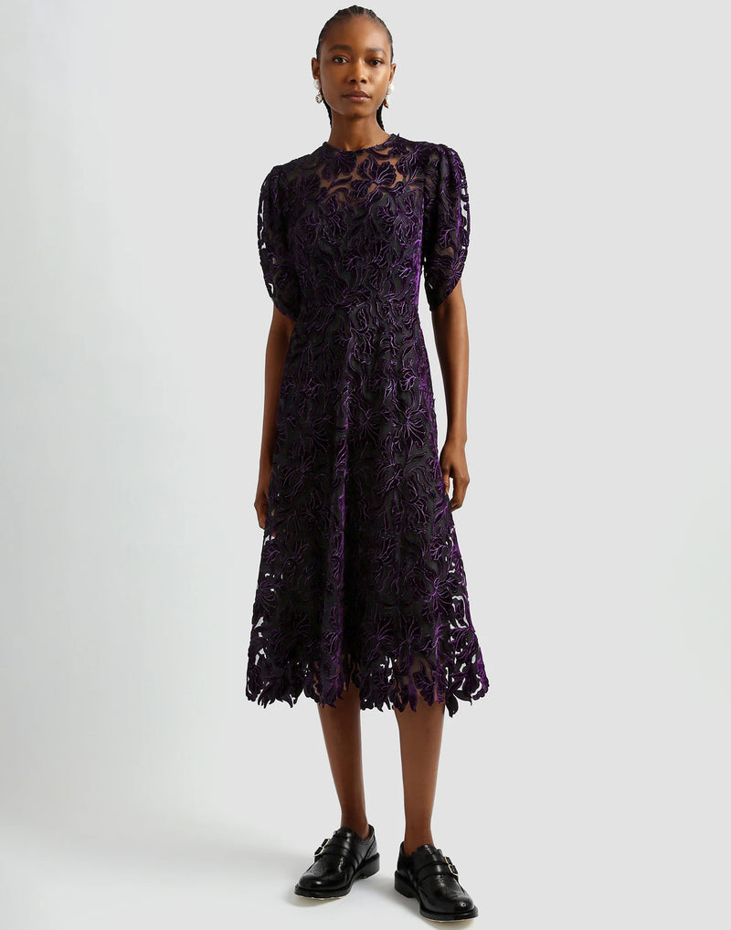 Purple Cutwork Velvet Dress