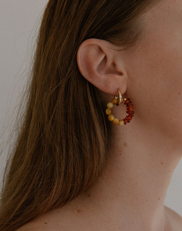 Amber & Gold Dahlia Earrings