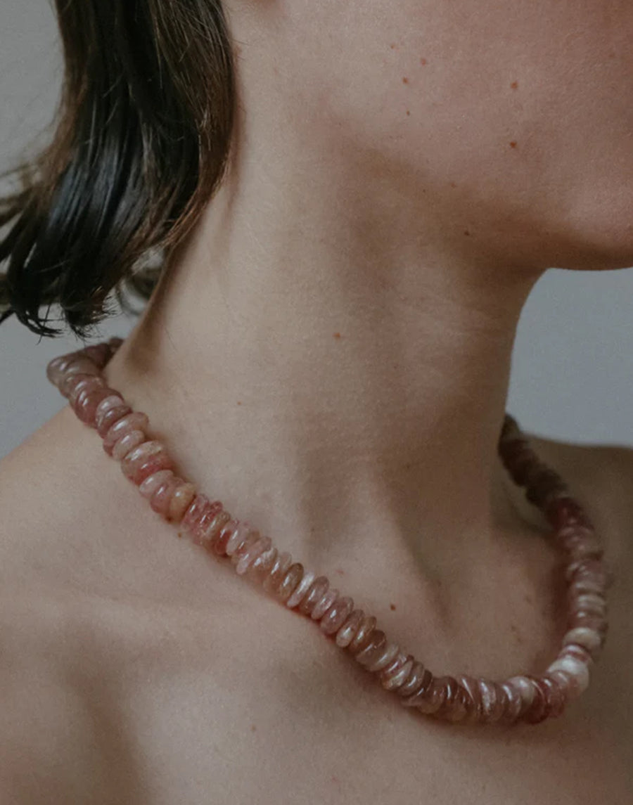 Cherry Quartz & Gold Delphine Necklace