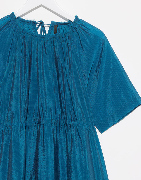 Turquoise Cupro Balloon Dress