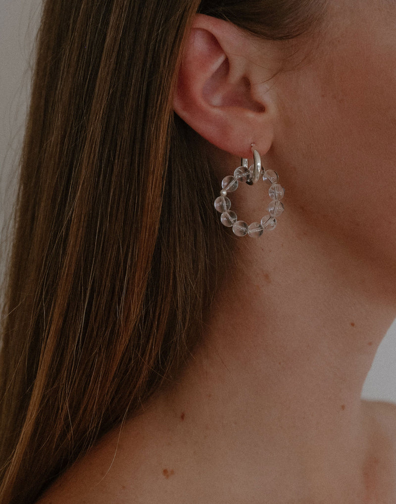 Clear Quartz & Silver Eva Earrings