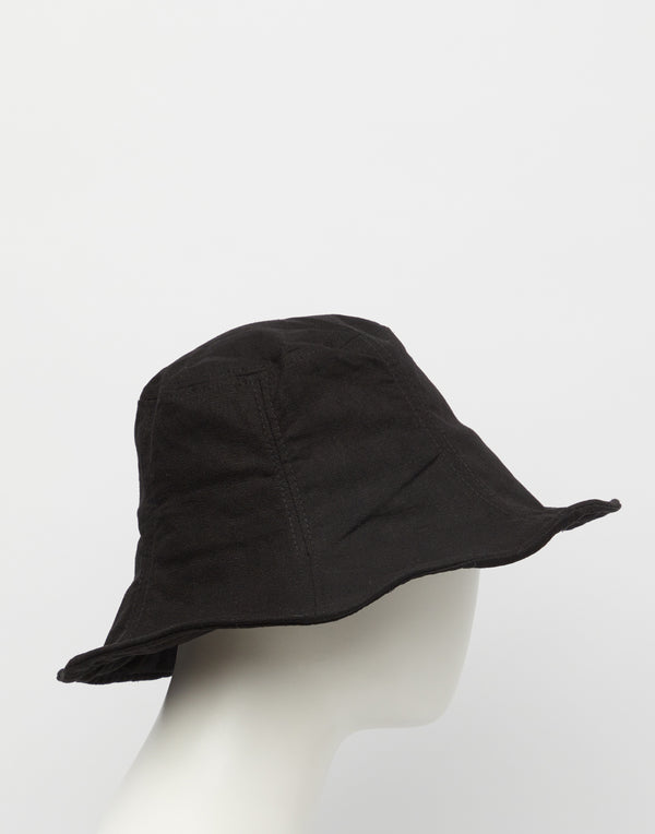 Black Cotton & Linen Everyday Hat