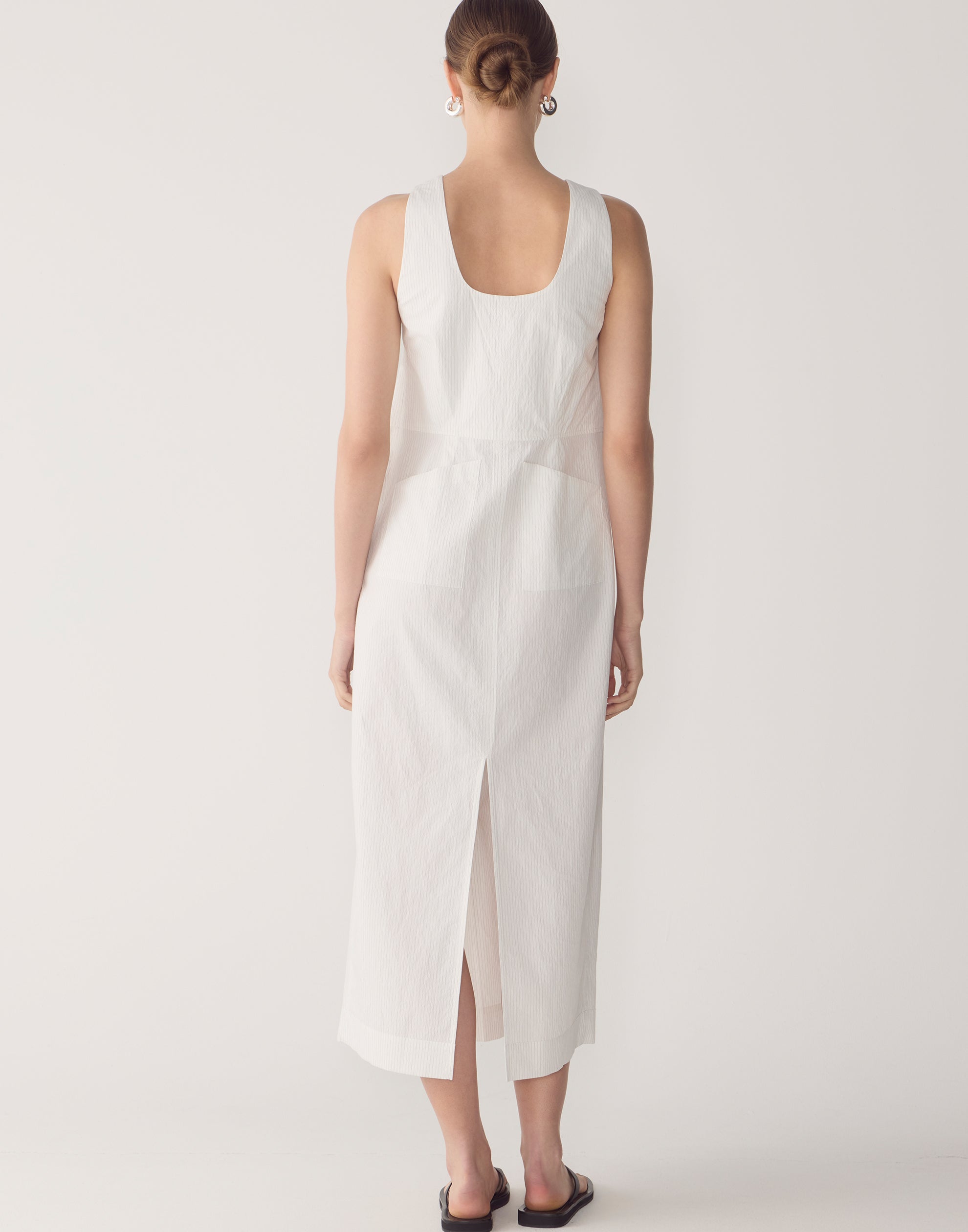 White Pinstripe Cotton Floss Dress