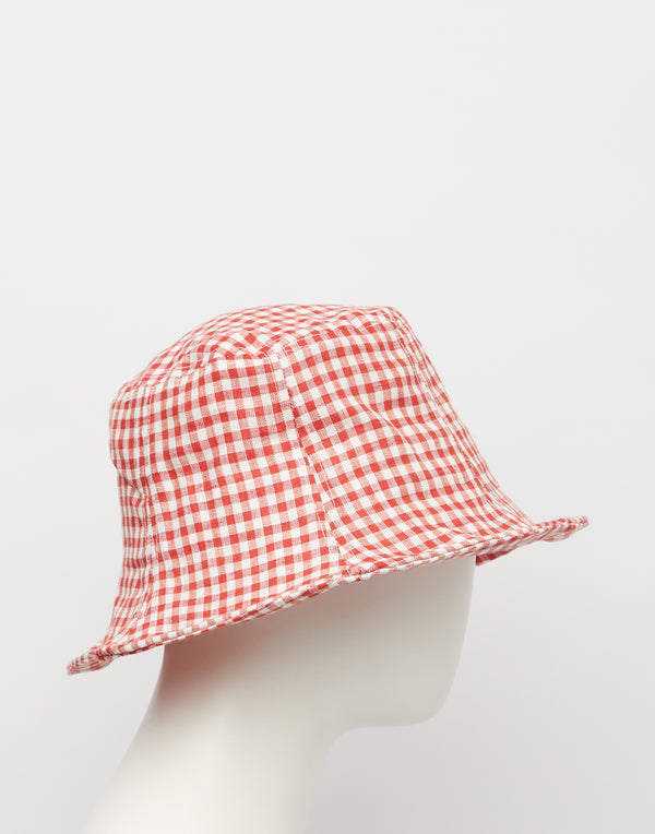 Red & White Linen Gingham Himari Hat