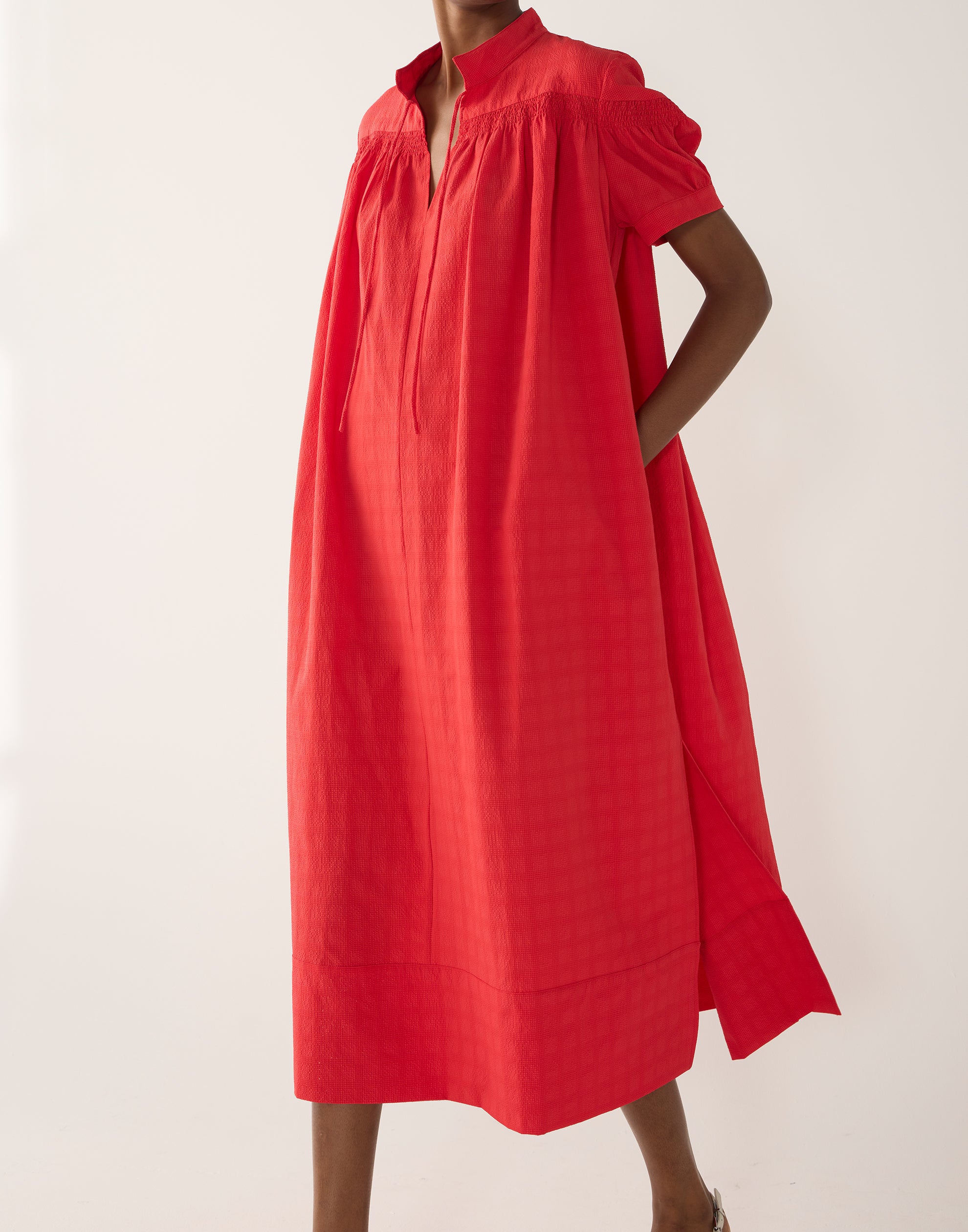 Rouge Cotton Seersucker Kaya Dress