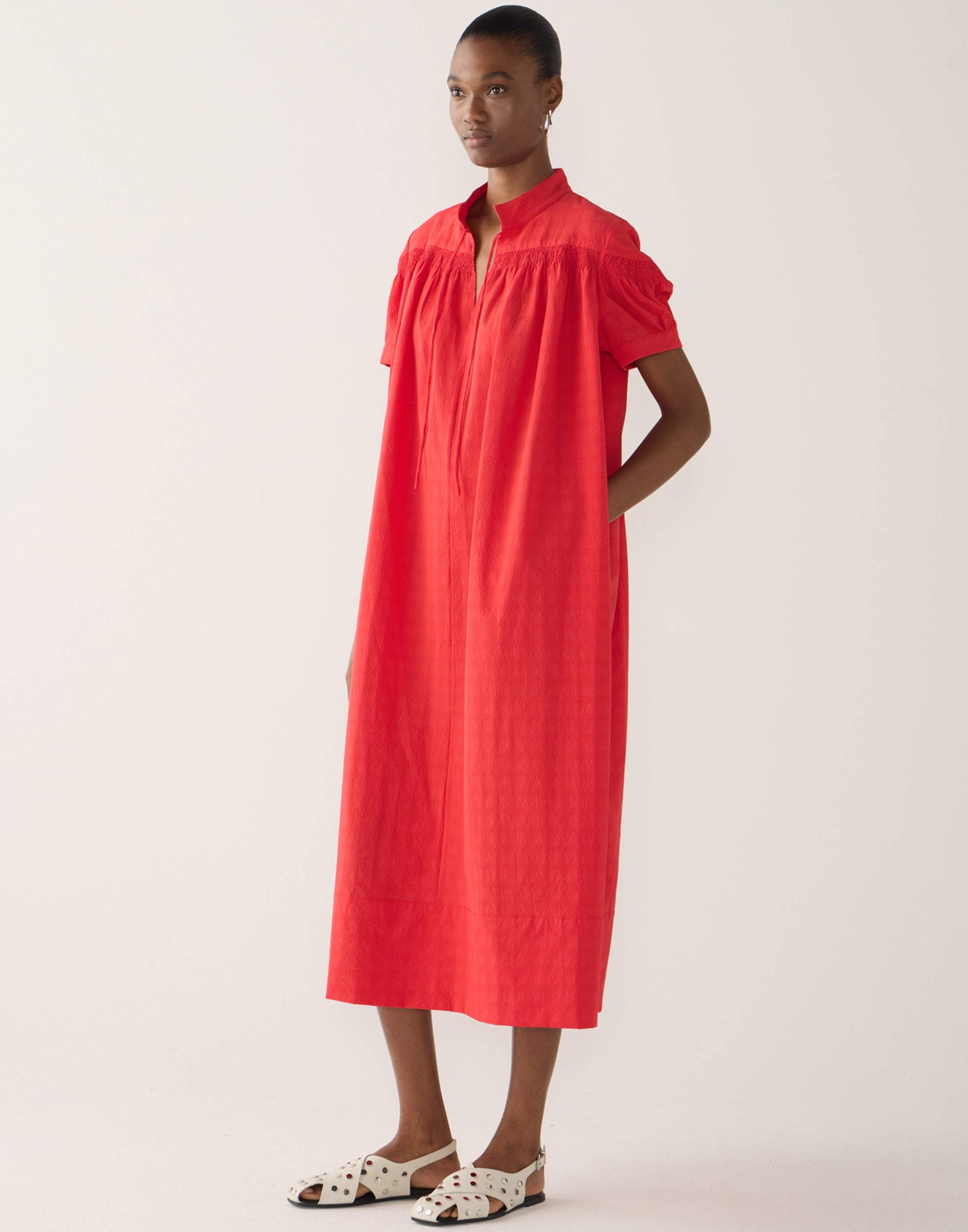 Rouge Cotton Seersucker Kaya Dress
