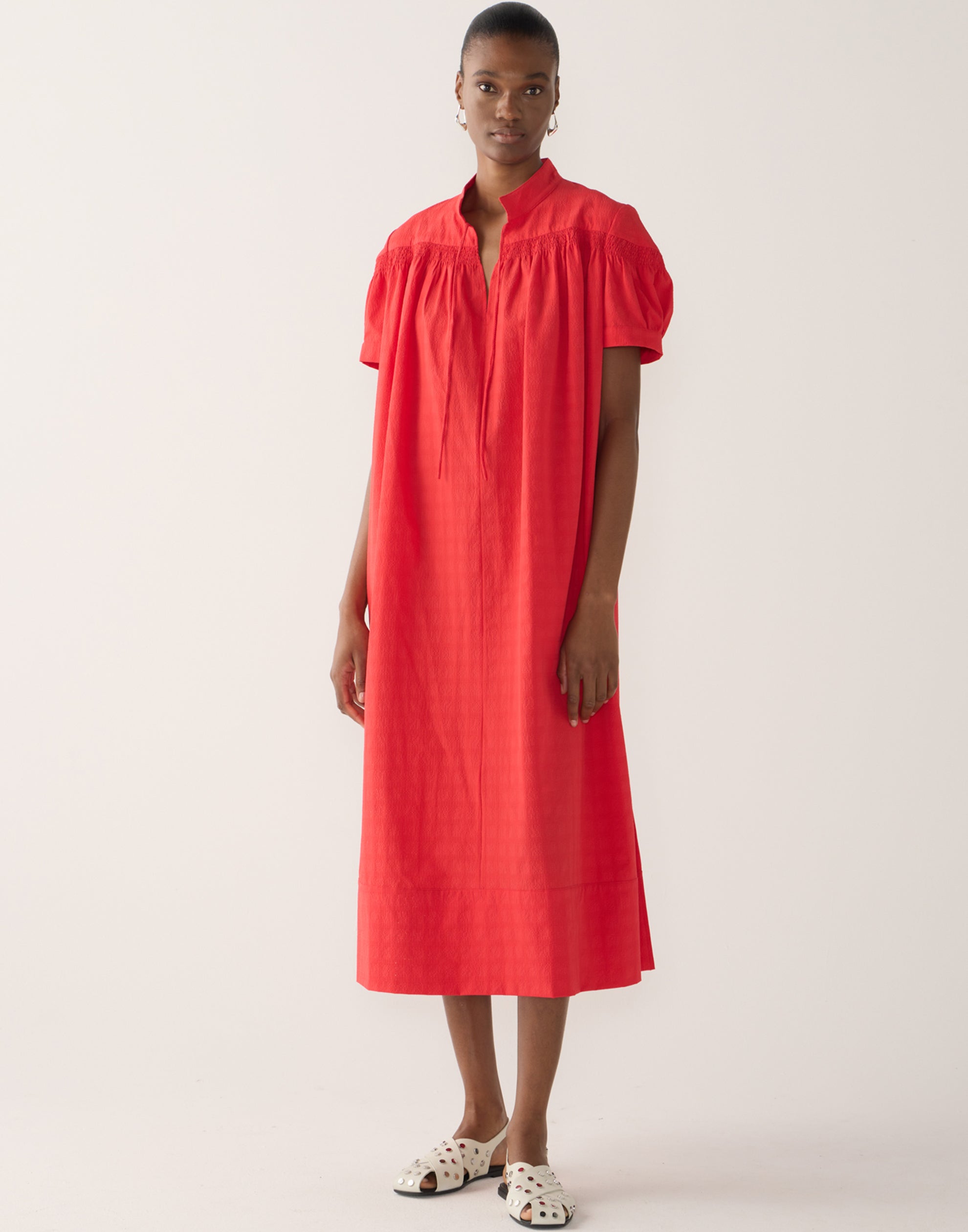 Rouge Cotton Seersucker Kaya Dress