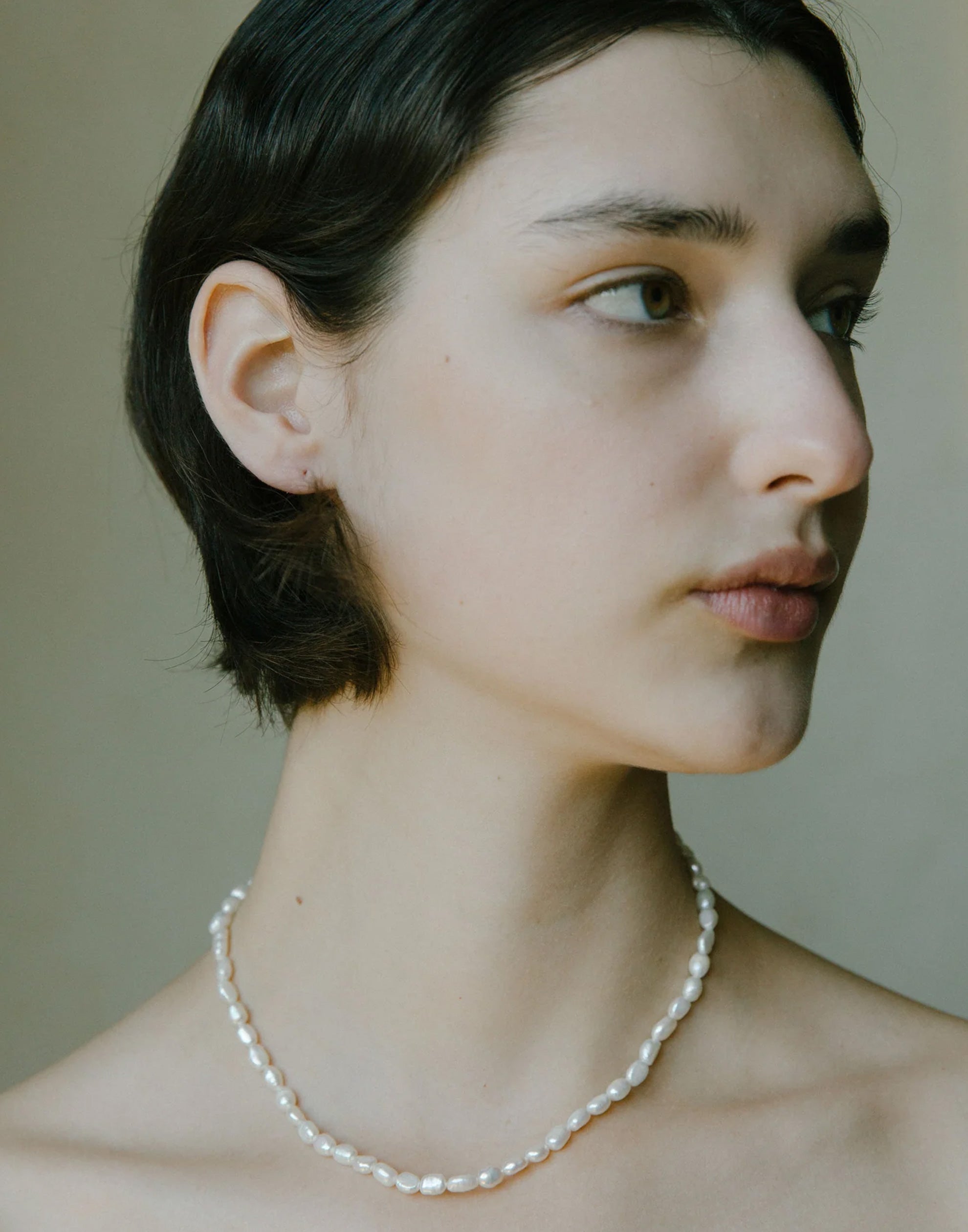 Freshwater Pearl & Silver Olive Necklace