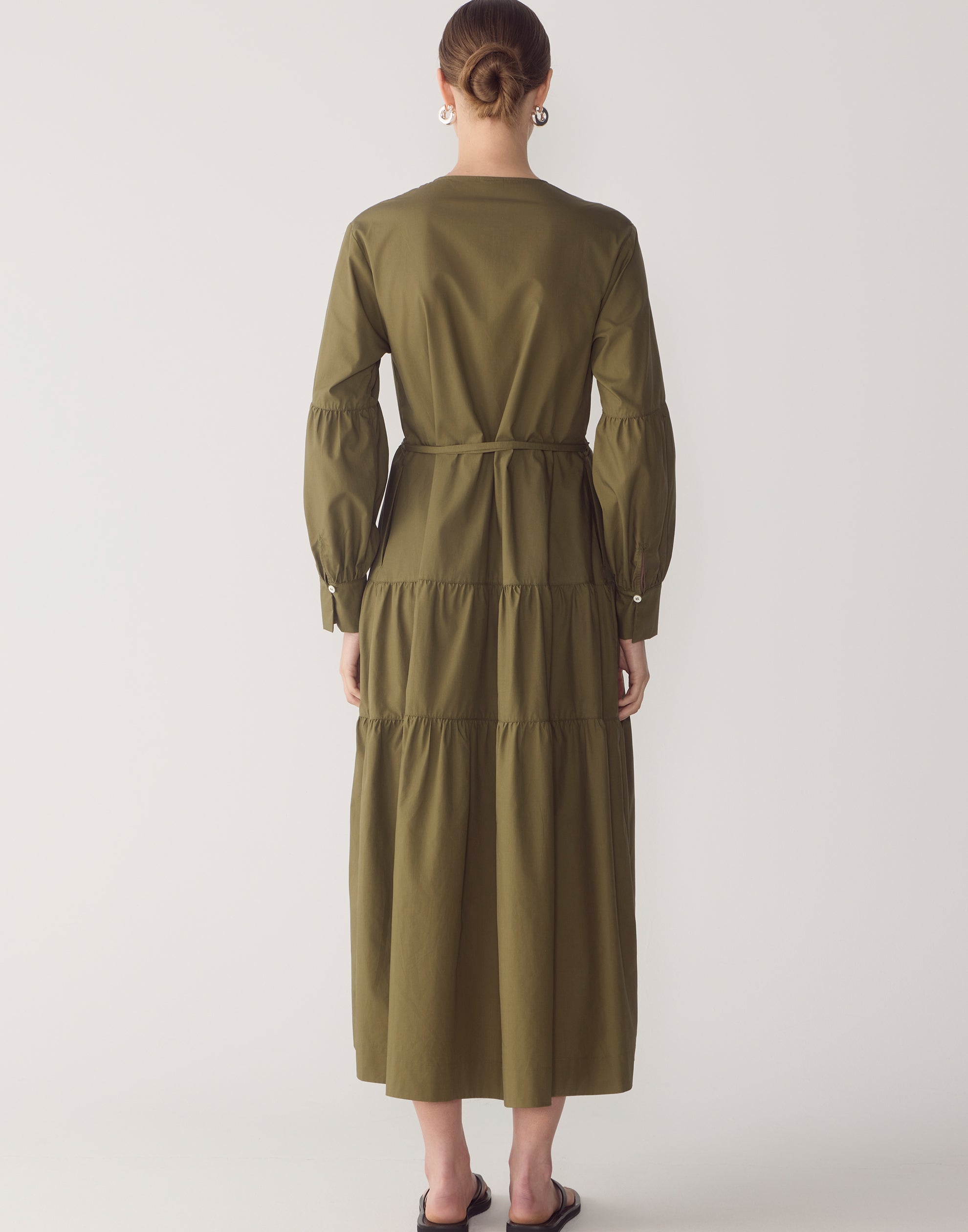 Khaki Cotton & Tencel Nora Dress