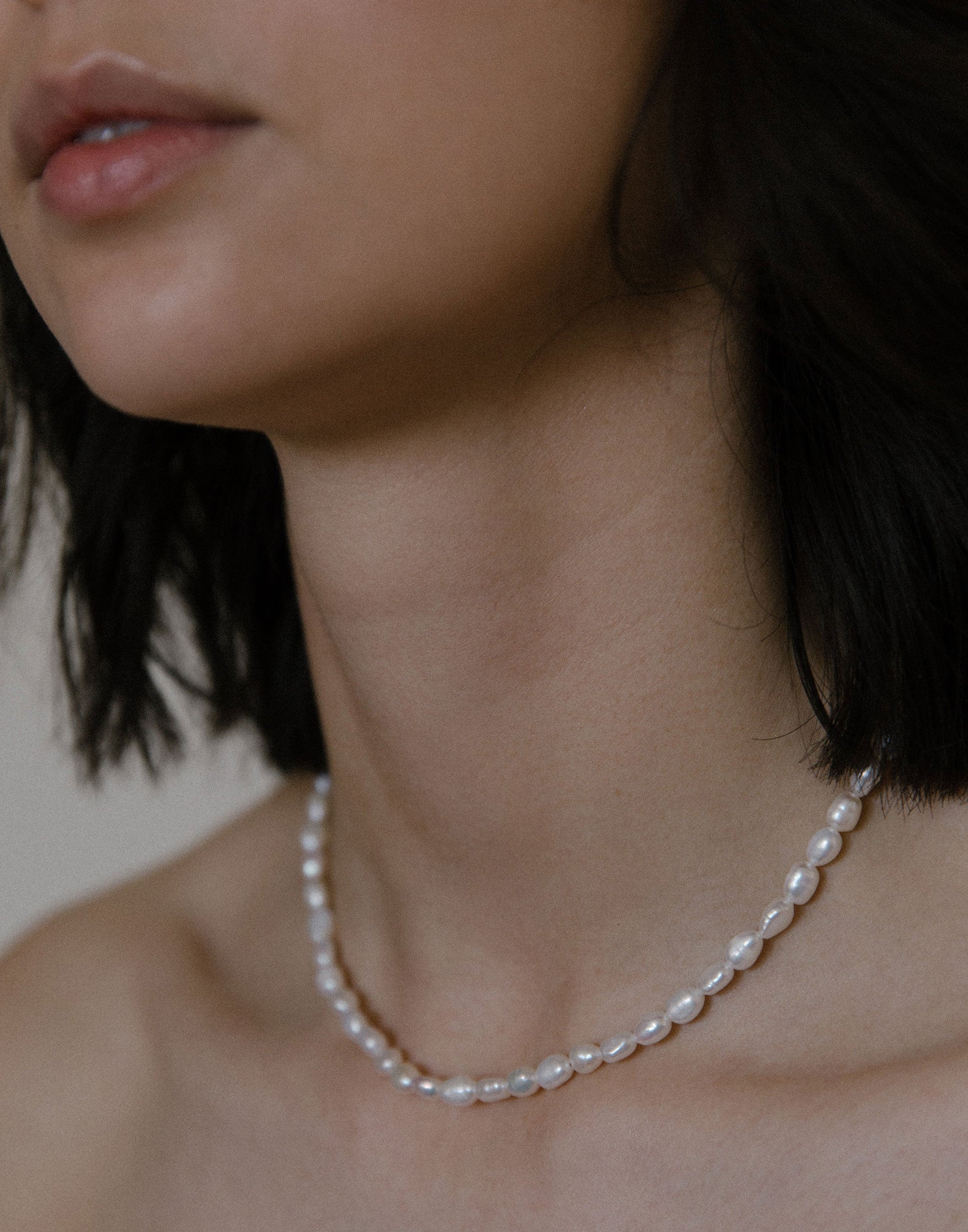 Freshwater Pearl & Silver Olive Necklace