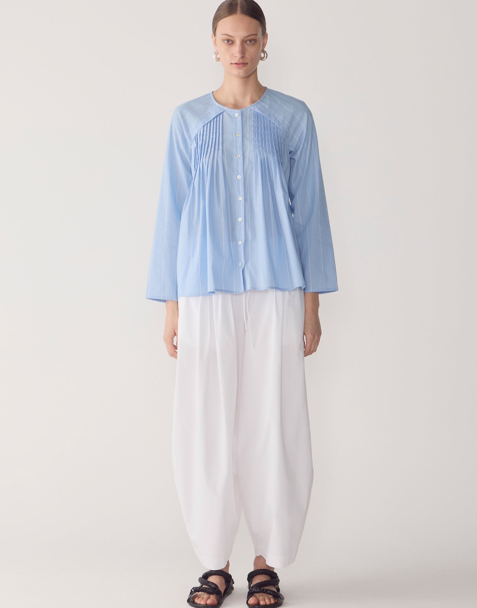 White Cotton Poplin Pamela Pants